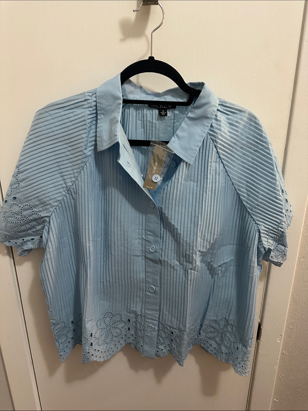 J. Crew Light Blue Eyelet Hem Button-Down Shirt